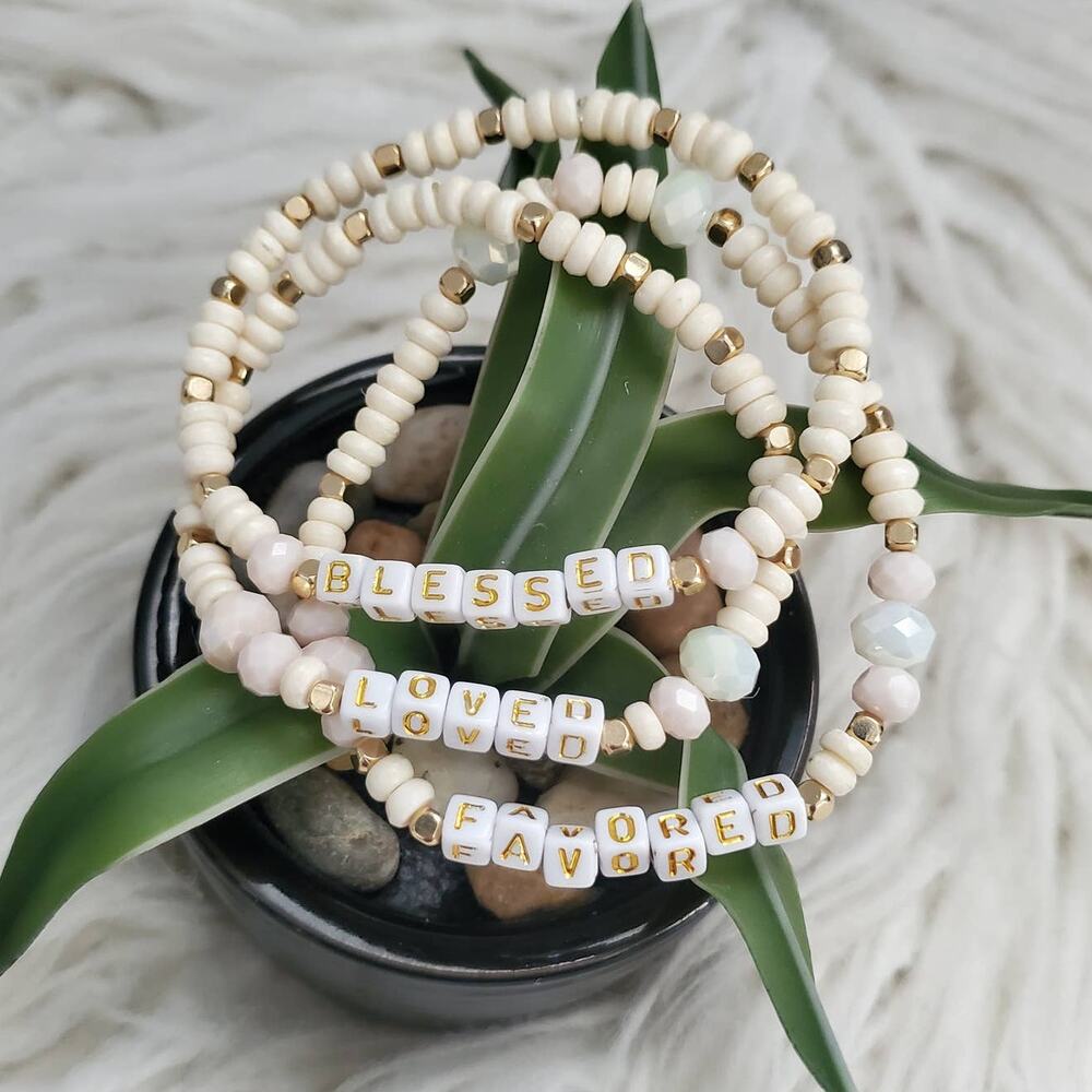 Hand Crafted Encouragement Statement Beaded Inspiration Bracelet Set